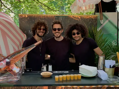 The Thell team at a mobile bar at an external event